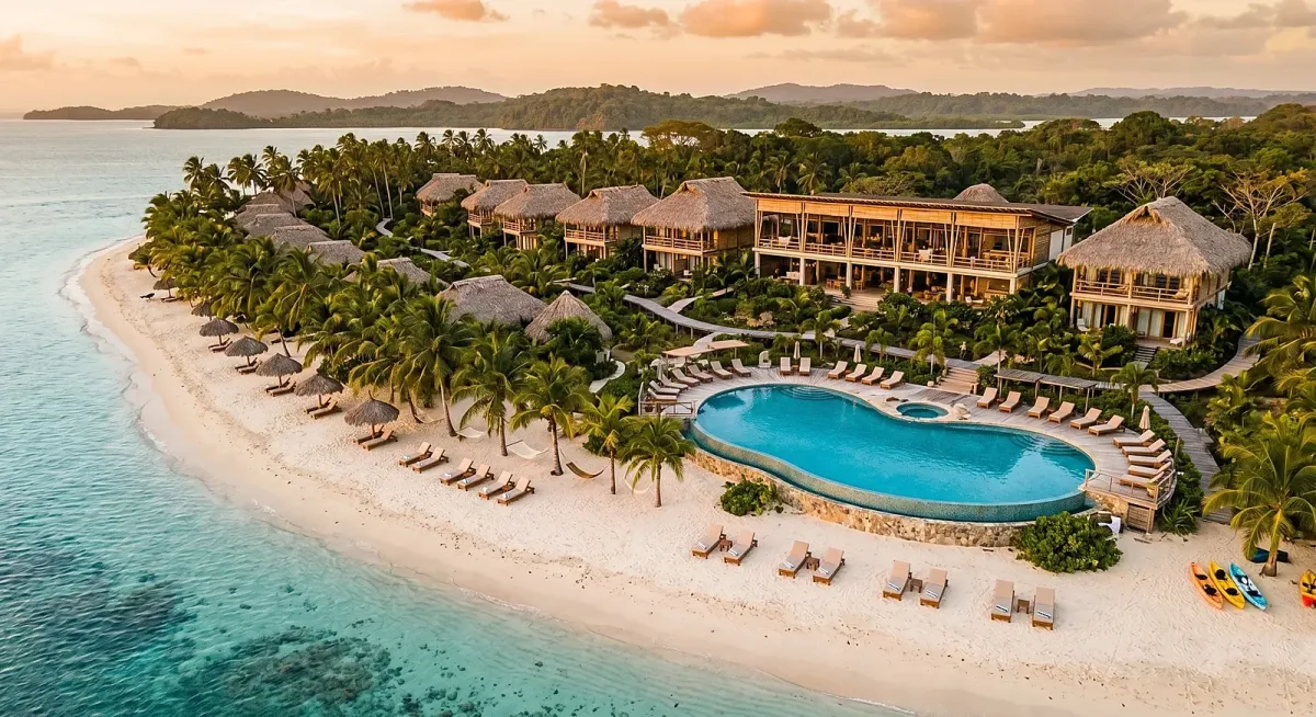 Resort de playa visto desde el aire