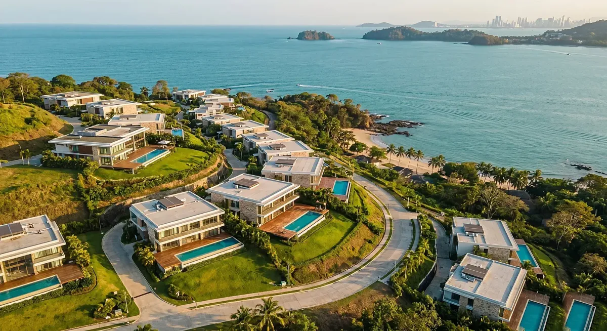 Desarrollo residencial costero visto desde el aire